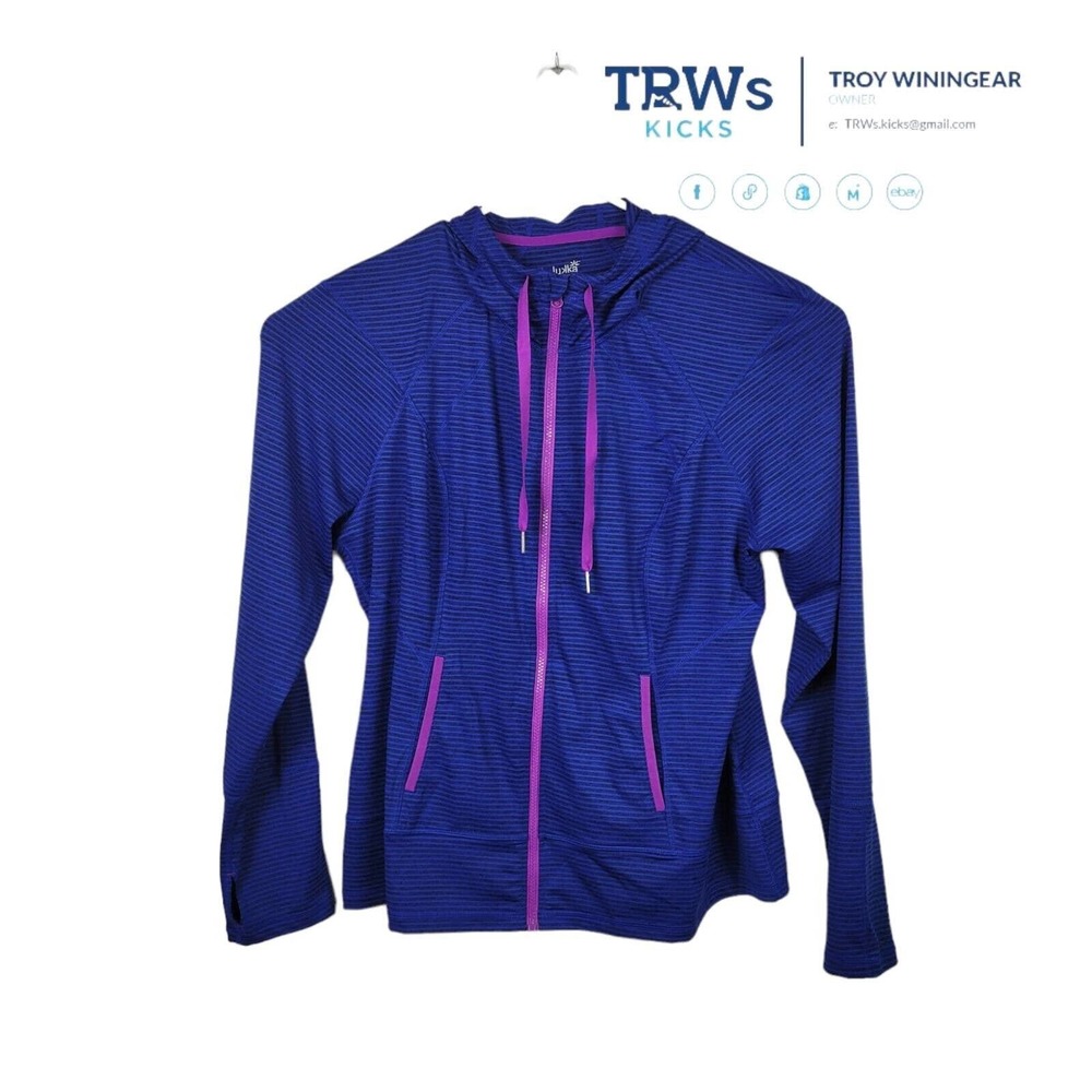 Lukka Womens Hoodie Sweatshirt Pink Blue Full Zip Fitted Long Sleeve XXL